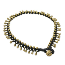 Load image into Gallery viewer, Handmade Lunar Black Knotted Brass Black Cord Anklet - Lunar Black | NOVICA