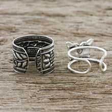 Load image into Gallery viewer, Butterfly and Floral Motif Sterling Silver Ear Cuffs - Nature's Garden | NOVICA