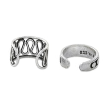 Load image into Gallery viewer, Circle and Wave Motif Sterling Silver Ear Cuffs - Simple Style | NOVICA