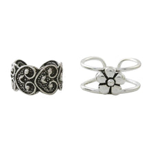 Load image into Gallery viewer, Floral and Heart Motif Sterling Silver Ear Cuffs - Flower Love | NOVICA