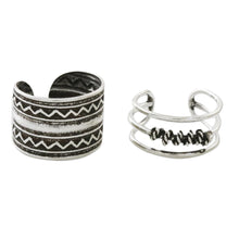Load image into Gallery viewer, Zigzag and Rope Motif Sterling Silver Ear Cuffs - Zigzag Charm | NOVICA