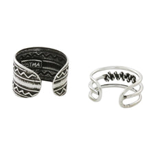 Load image into Gallery viewer, Zigzag and Rope Motif Sterling Silver Ear Cuffs - Zigzag Charm | NOVICA