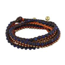Load image into Gallery viewer, Boho Lapis Lazuli Beaded Wrap Bracelet from Thailand - Bohemian Bells | NOVICA