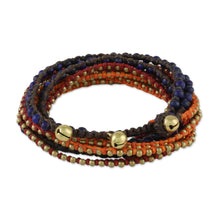 Load image into Gallery viewer, Boho Lapis Lazuli Beaded Wrap Bracelet from Thailand - Bohemian Bells | NOVICA