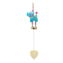 Load image into Gallery viewer, Elephant-Themed Cotton Mobile in Blue from Thailand - Elephant Dance in Blue | NOVICA