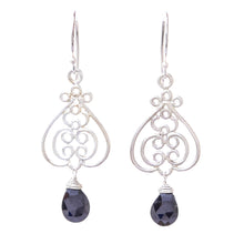 Load image into Gallery viewer, Swirl Pattern Onyx Dangle Earrings Crafted in Thailand - Swirling Beauty | NOVICA