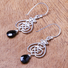 Load image into Gallery viewer, Swirl Pattern Onyx Dangle Earrings Crafted in Thailand - Swirling Beauty | NOVICA