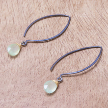 Load image into Gallery viewer, Gold Accent Prehnite Dangle Earrings from Thailand - Midnight Meadow | NOVICA