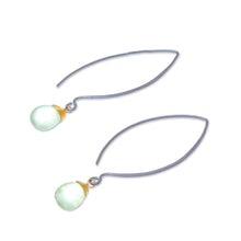 Load image into Gallery viewer, Gold Accent Prehnite Dangle Earrings from Thailand - Midnight Meadow | NOVICA
