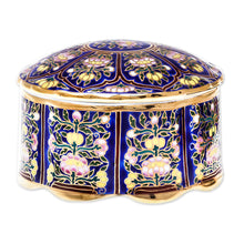 Load image into Gallery viewer, Lotus Motif Gilded Porcelain Decorative Box from Thailand - Royal Benjarong | NOVICA