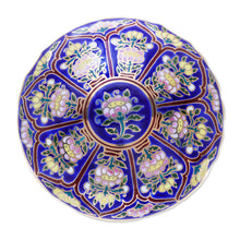 Load image into Gallery viewer, Lotus Motif Gilded Porcelain Decorative Box from Thailand - Royal Benjarong | NOVICA
