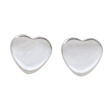 Load image into Gallery viewer, Heart-Shaped Sterling Silver Stud Earrings from Thailand - Simple Hearts | NOVICA