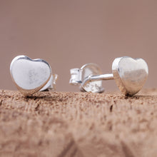 Load image into Gallery viewer, Heart-Shaped Sterling Silver Stud Earrings from Thailand - Simple Hearts | NOVICA