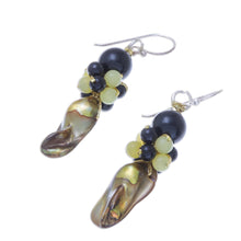 Load image into Gallery viewer, Cultured Pearl and Serpentine Beaded Dangle Earrings - Enchanted Beauty | NOVICA