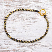 Load image into Gallery viewer, Gold Plated Brass Chain Bracelet in Brown from Thailand - Golden Day in Black | NOVICA