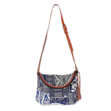Load image into Gallery viewer, Leather Accented Patchwork Cotton Blend Sling from Thailand - Lanna Patchwork | NOVICA