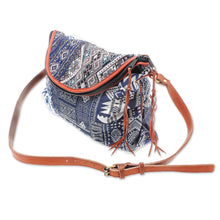 Load image into Gallery viewer, Leather Accented Patchwork Cotton Blend Sling from Thailand - Lanna Patchwork | NOVICA