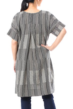 Load image into Gallery viewer, Black and Alabaster Floral Cotton Long Length Tunic - Floral Lattice | NOVICA