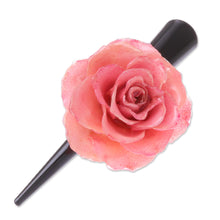 Load image into Gallery viewer, Natural Pink Sweetheart Rose Hair Clip from Thailand - Pink Sweetheart | NOVICA
