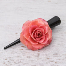 Load image into Gallery viewer, Natural Pink Sweetheart Rose Hair Clip from Thailand - Pink Sweetheart | NOVICA