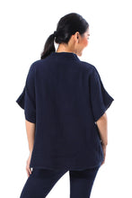 Load image into Gallery viewer, Floral Embroidered Cotton Blouse in Navy from Thailand - Classic Bloom in Navy | NOVICA
