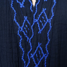 Load image into Gallery viewer, Diamond Embroidered Cotton Robe in Midnight from Thailand - Midnight Relaxation | NOVICA