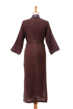Load image into Gallery viewer, Diamond Embroidered Cotton Robe in Chestnut from Thailand - Nature Relaxation | NOVICA