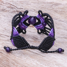 Load image into Gallery viewer, ARtisan Crafted Amethyst Macrame Bracelet - Dazzling Bohemian | NOVICA