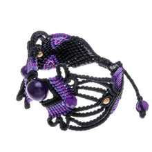 Load image into Gallery viewer, ARtisan Crafted Amethyst Macrame Bracelet - Dazzling Bohemian | NOVICA