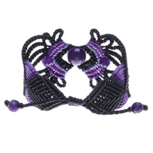Load image into Gallery viewer, ARtisan Crafted Amethyst Macrame Bracelet - Dazzling Bohemian | NOVICA