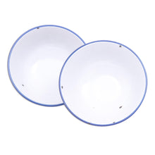 Load image into Gallery viewer, Enamelware-Look Ceramic Bowls from Thailand (Pair) - Rustic Charm | NOVICA