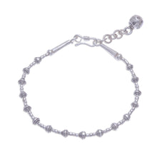 Load image into Gallery viewer, Silver Link Bracelet with Extender Chain from Thailand - Flower Ball | NOVICA