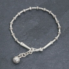 Load image into Gallery viewer, Silver Link Bracelet with Extender Chain from Thailand - Flower Ball | NOVICA