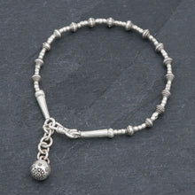 Load image into Gallery viewer, Silver Link Bracelet with Extender Chain from Thailand - Flower Ball | NOVICA