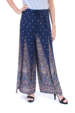 Load image into Gallery viewer, Artisan Made Rayon Wrap Paisley Floral Wrap Pants - Summer Chill in Navy | NOVICA