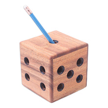 Load image into Gallery viewer, Hand Carved Raintree Wood Pen Holder from Thailand - Creative Die | NOVICA