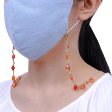 Load image into Gallery viewer, Carnelian Gold-Plated Face Mask Lanyard - Fancy That in Orange | NOVICA