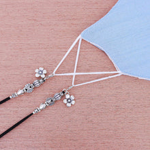 Load image into Gallery viewer, Handmade Silver Charm Face Mask Lanyard - Garden Walk | NOVICA