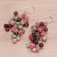 Load image into Gallery viewer, Hand Crafted Quartz and Agate Dangle Earrings - Dionysus in Pink | NOVICA
