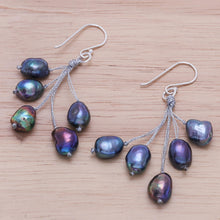 Load image into Gallery viewer, Hand Crafted Cultured Freshwater Pearl Dangle Earrings - Mystic Pearl in Blue | NOVICA