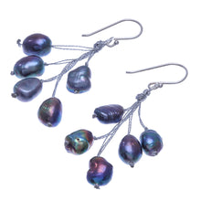 Load image into Gallery viewer, Hand Crafted Cultured Freshwater Pearl Dangle Earrings - Mystic Pearl in Blue | NOVICA