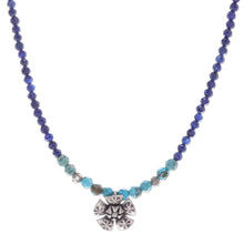 Load image into Gallery viewer, Lapis Lazuli and Karen Silver Pendant Necklace - Color Sense in Blue | NOVICA