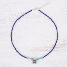 Load image into Gallery viewer, Lapis Lazuli and Karen Silver Pendant Necklace - Color Sense in Blue | NOVICA