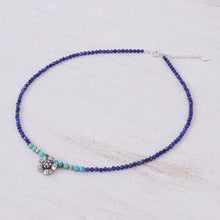 Load image into Gallery viewer, Lapis Lazuli and Karen Silver Pendant Necklace - Color Sense in Blue | NOVICA