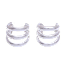 Load image into Gallery viewer, Polished Sterling Silver Ear Cuffs - Medium Wave | NOVICA