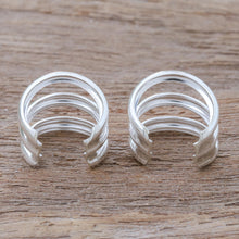 Load image into Gallery viewer, Polished Sterling Silver Ear Cuffs - Medium Wave | NOVICA
