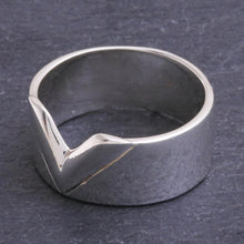 Load image into Gallery viewer, Hand Crafted Sterling Silver Band Ring - V Power | NOVICA