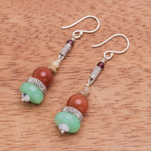 Load image into Gallery viewer, Handcrafted Aventurine and Garnet Dangle Earrings - Speedy Orbit | NOVICA