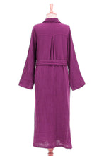 Load image into Gallery viewer, Handmade Belted Cotton Shirtwaist Dress from Thailand - Street Smarts in Mulberry | NOVICA
