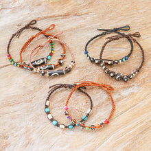 Load image into Gallery viewer, Calcite and Sunstone Beaded Macrame Bracelets (Set of 7) - Tribal Tales | NOVICA